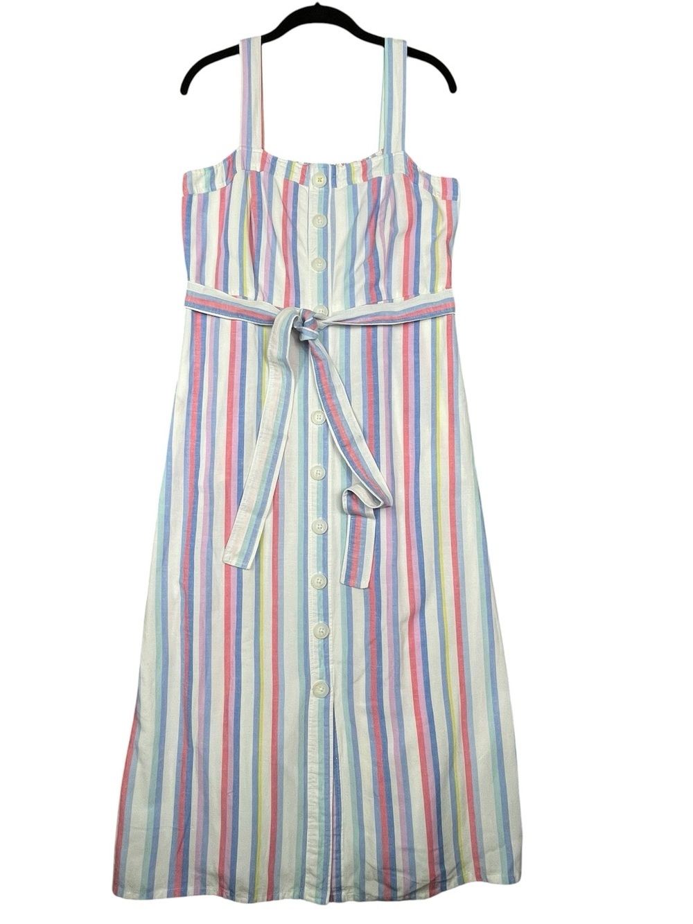 Joules Kimia Pastel Multi-Stripe Faux Button Casual Summer Fun Midi Sundress  8